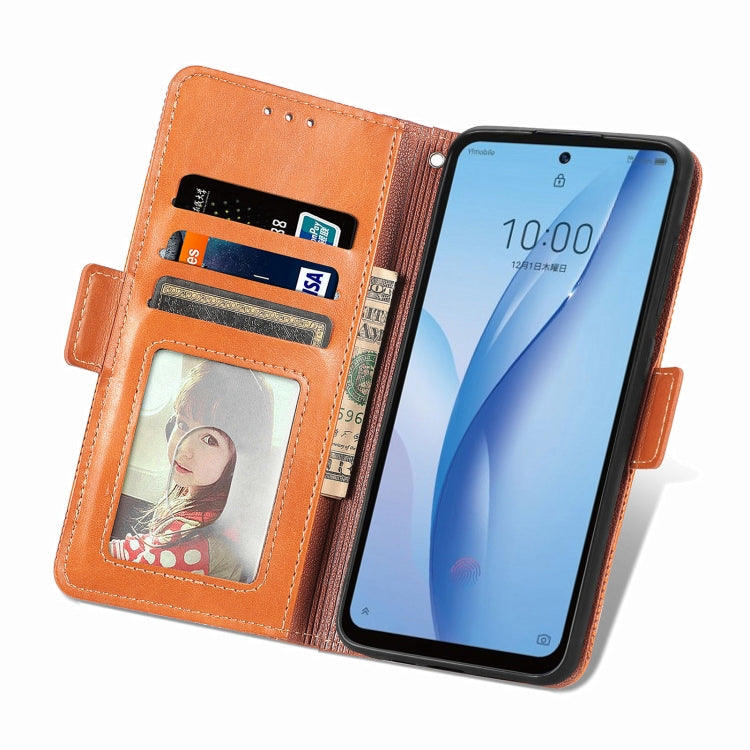 For ZTE Libero 5G III Grid Leather Flip Phone Case