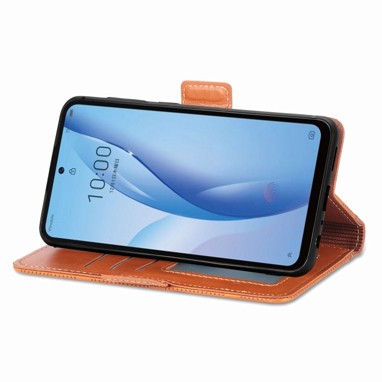 For ZTE Libero 5G III Grid Leather Flip Phone Case