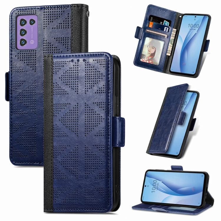 For ZTE Libero 5G III Grid Leather Flip Phone Case
