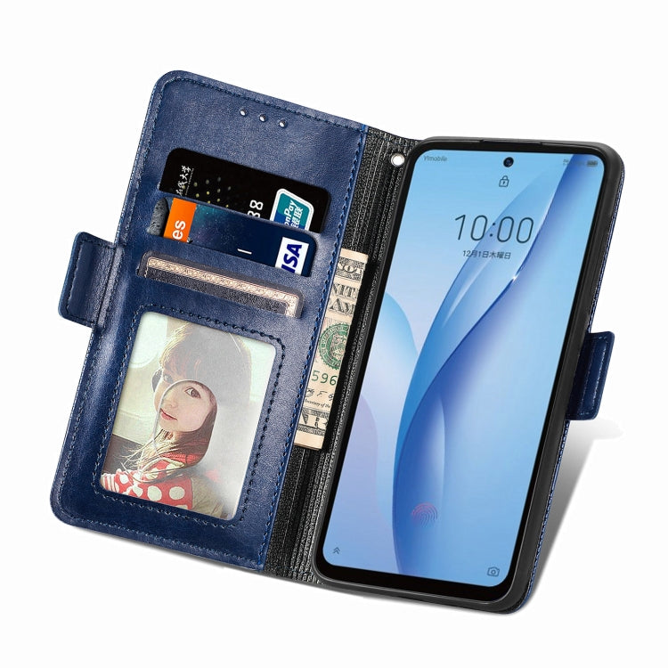 For ZTE Libero 5G III Grid Leather Flip Phone Case