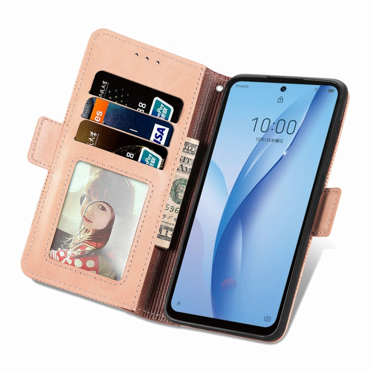 For ZTE Libero 5G III Grid Leather Flip Phone Case