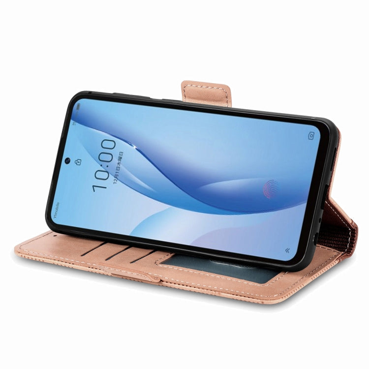 For ZTE Libero 5G III Grid Leather Flip Phone Case