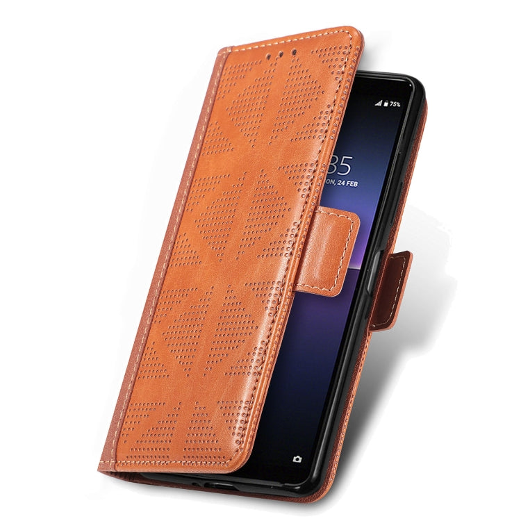 For Sony Xperia 10 II Grid Leather Flip Phone Case