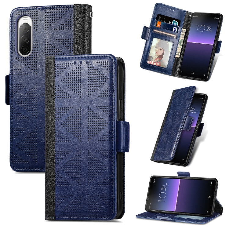 For Sony Xperia 10 II Grid Leather Flip Phone Case