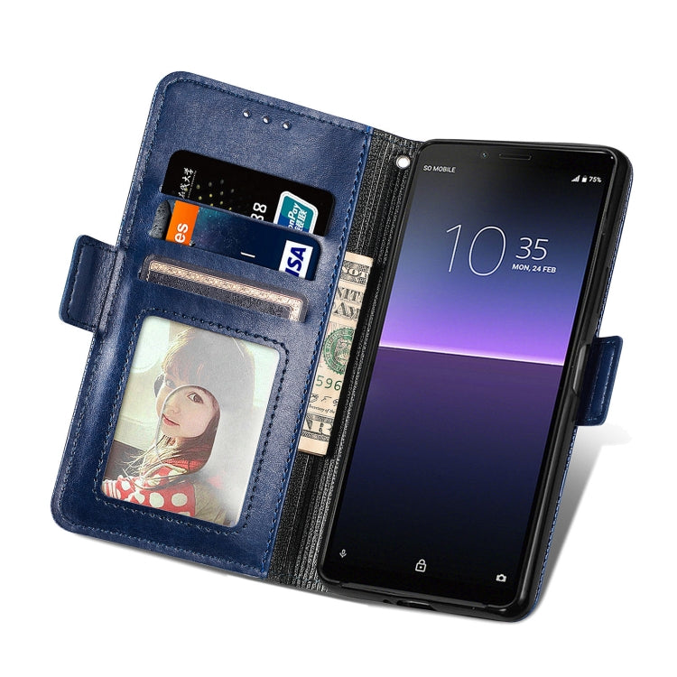 For Sony Xperia 10 II Grid Leather Flip Phone Case