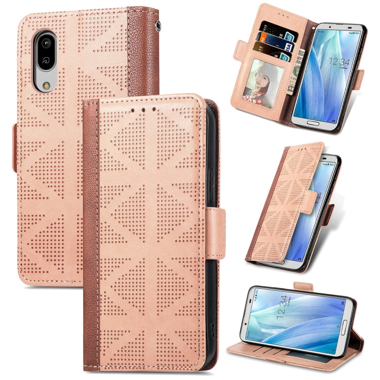 For Sharp Aquos Sense 3 Lite Grid Leather Flip Phone Case