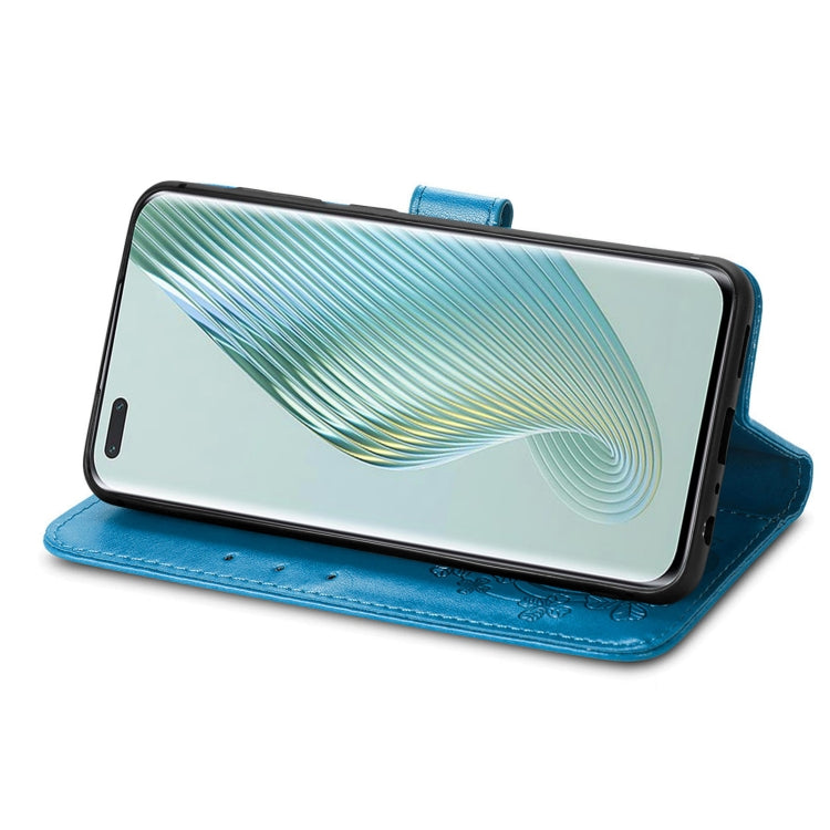 For Honor Magic5 Pro Four-leaf Clasp Embossed Buckle Leather Phone Case