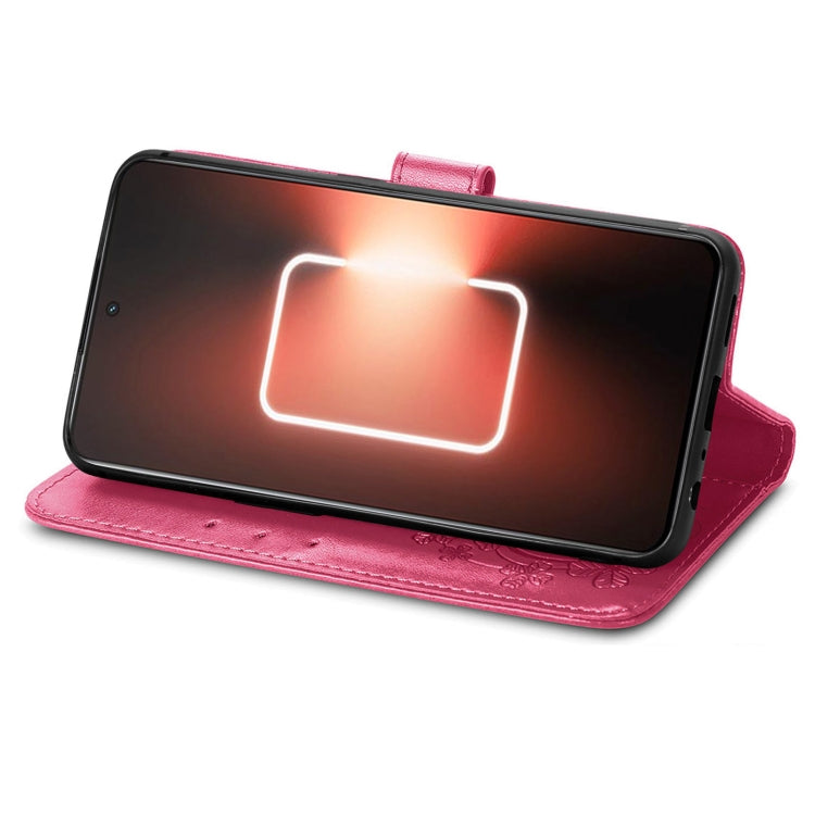 For Realme GT Neo 5 Four-leaf Clasp Embossed Buckle Leather Phone Case