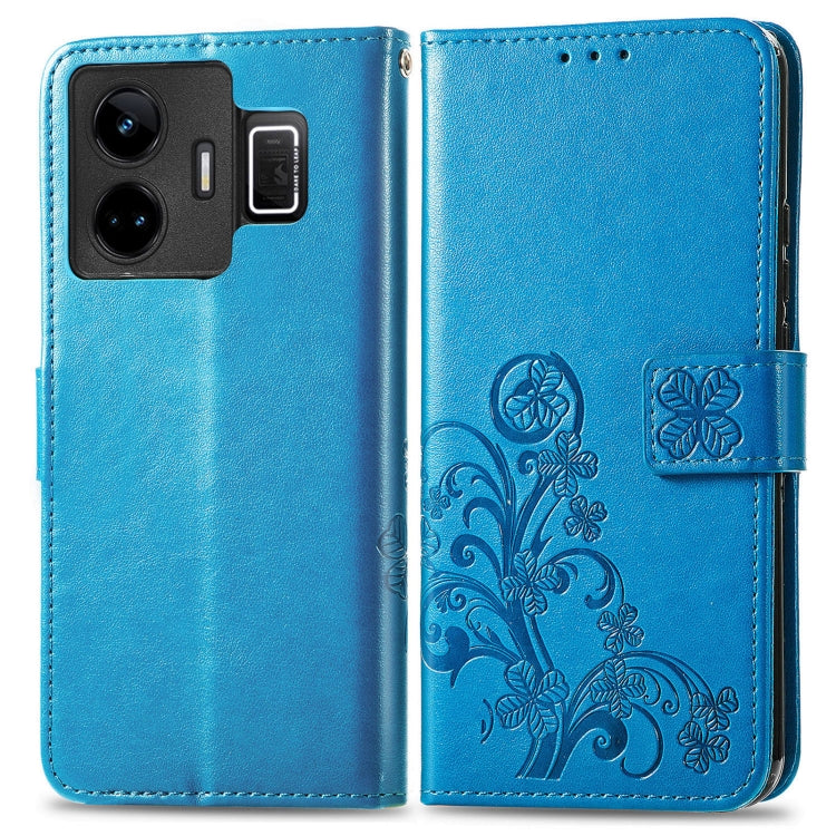 For Realme GT Neo 5 Four-leaf Clasp Embossed Buckle Leather Phone Case