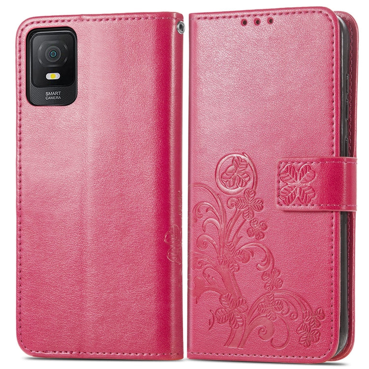 For TCL 403 Four-leaf Clasp Embossed Buckle Leather Phone Case