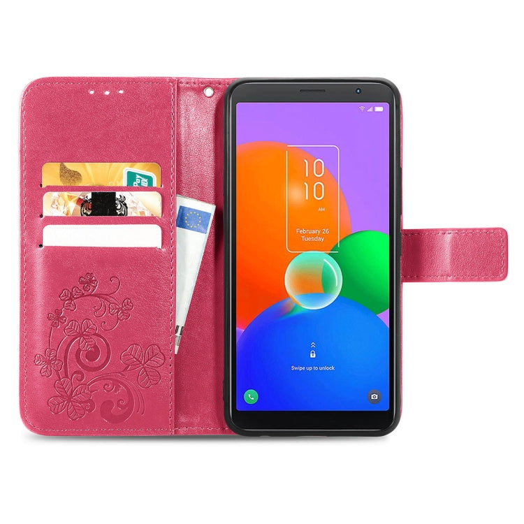 For TCL 403 Four-leaf Clasp Embossed Buckle Leather Phone Case