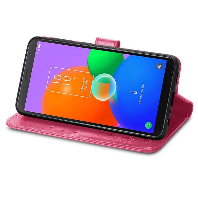 For TCL 403 Four-leaf Clasp Embossed Buckle Leather Phone Case