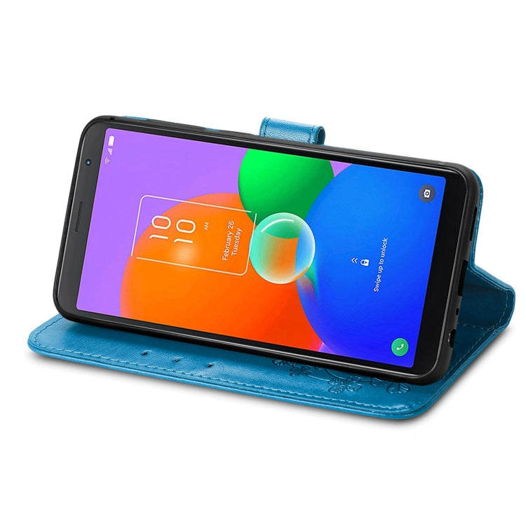 For TCL 403 Four-leaf Clasp Embossed Buckle Leather Phone Case