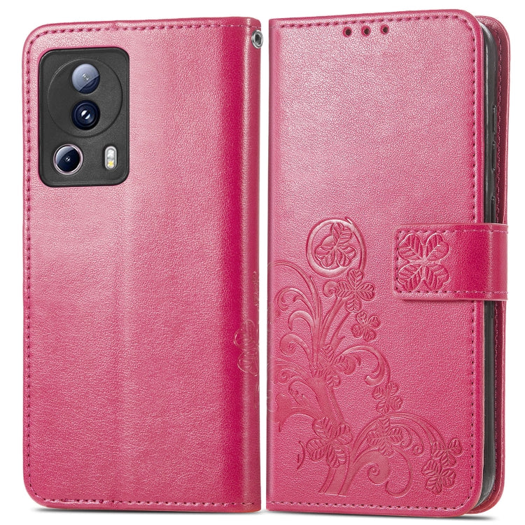 For Xiaomi 13 Lite Four-leaf Clasp Embossed Buckle Leather Phone Case