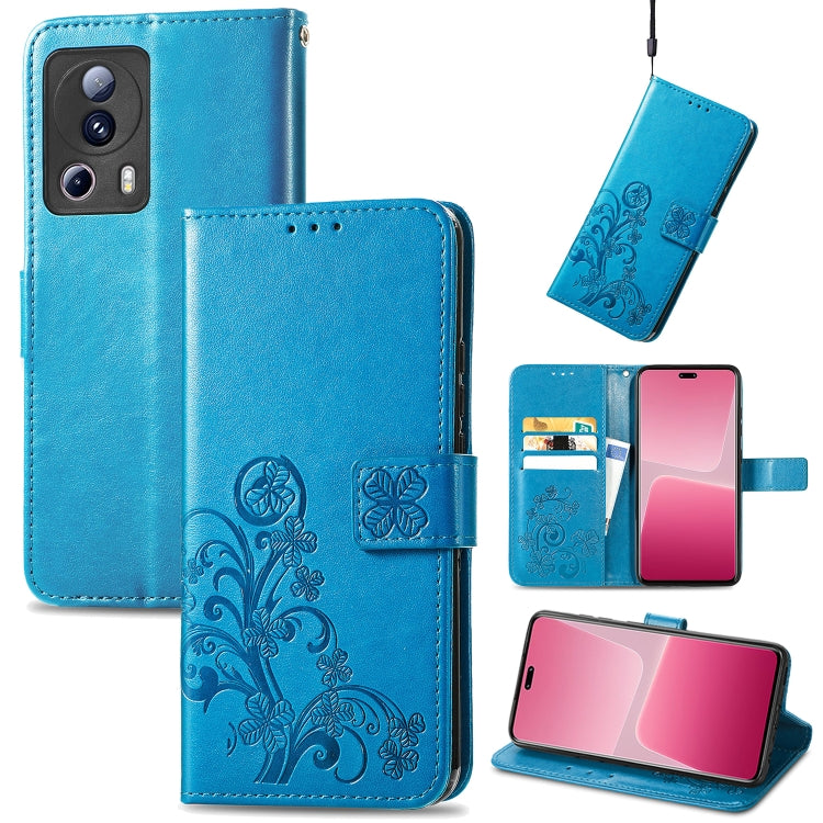 For Xiaomi 13 Lite Four-leaf Clasp Embossed Buckle Leather Phone Case