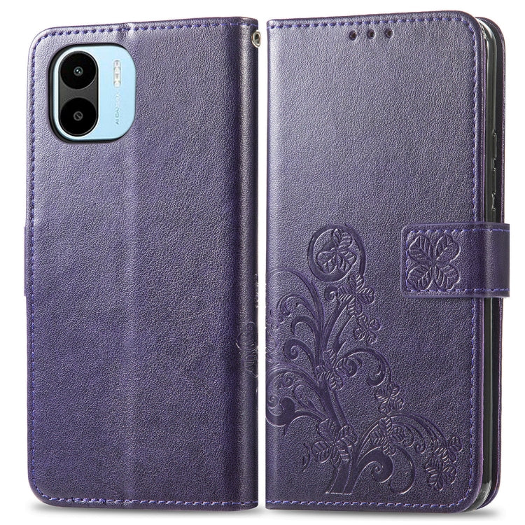 For Xiaomi Redmi A2 Four-leaf Clasp Embossed Buckle Leather Phone Case