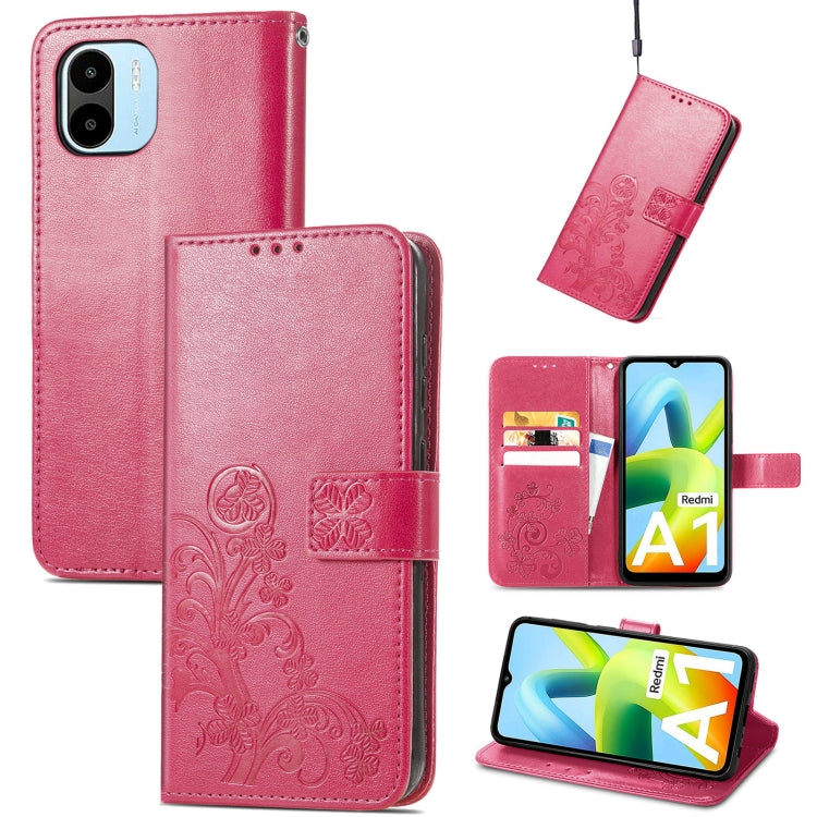 For Xiaomi Redmi A2 Four-leaf Clasp Embossed Buckle Leather Phone Case
