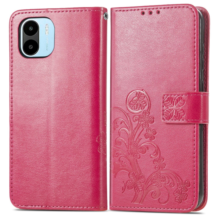 For Xiaomi Redmi A2 Four-leaf Clasp Embossed Buckle Leather Phone Case