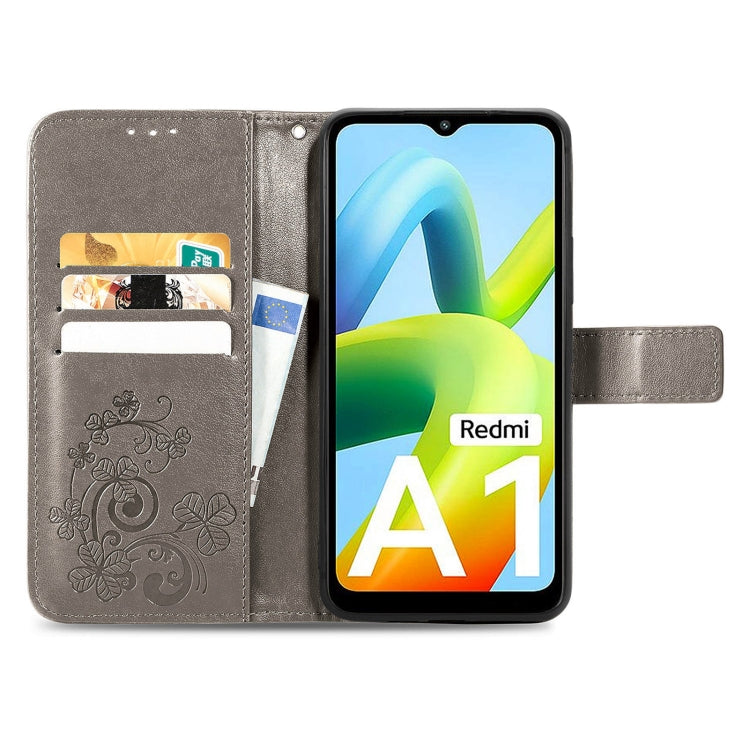 For Xiaomi Redmi A2 Four-leaf Clasp Embossed Buckle Leather Phone Case