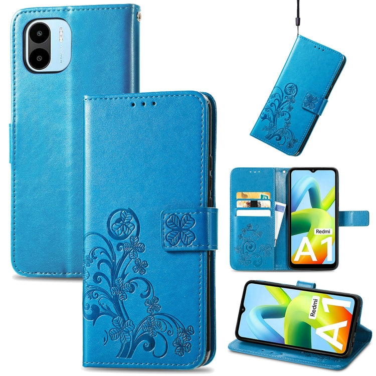 For Xiaomi Redmi A2 Four-leaf Clasp Embossed Buckle Leather Phone Case