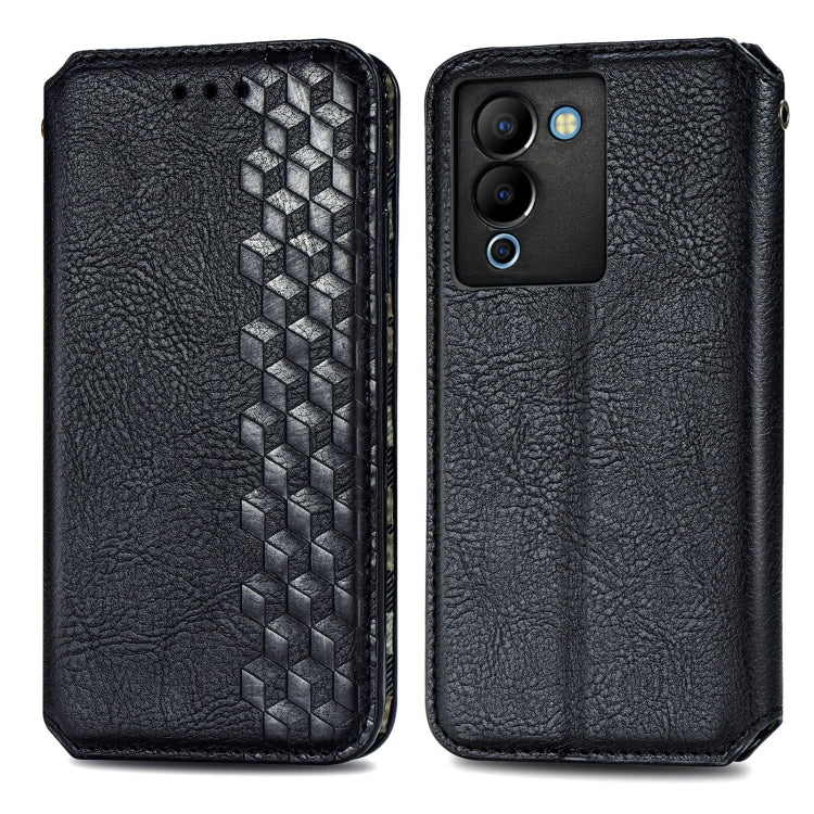 For Infinix Note 12 G96 Cubic Grid Pressed Magnetic Leather Phone Case