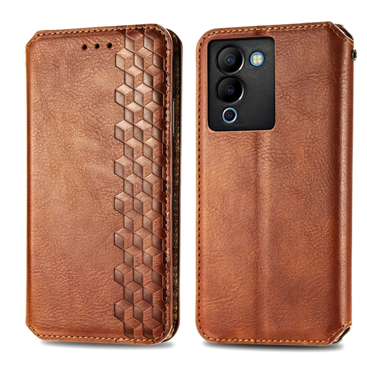 For Infinix Note 12 G96 Cubic Grid Pressed Magnetic Leather Phone Case