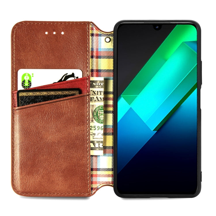 For Infinix Note 12 G96 Cubic Grid Pressed Magnetic Leather Phone Case