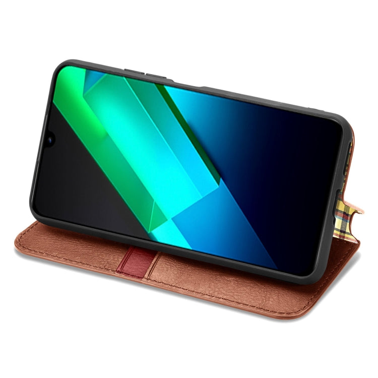 For Infinix Note 12 G96 Cubic Grid Pressed Magnetic Leather Phone Case