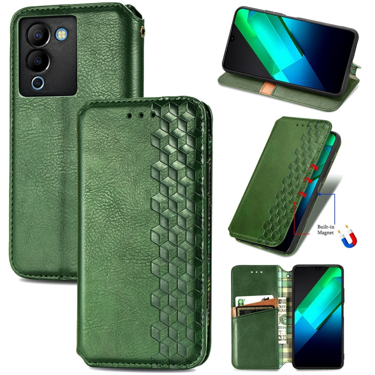 For Infinix Note 12 G96 Cubic Grid Pressed Magnetic Leather Phone Case