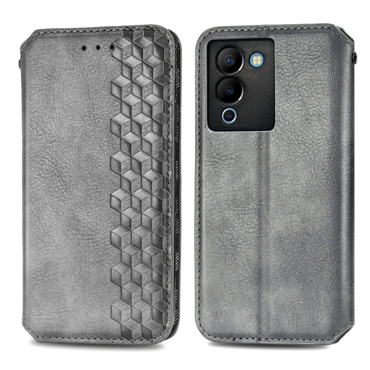 For Infinix Note 12 G96 Cubic Grid Pressed Magnetic Leather Phone Case