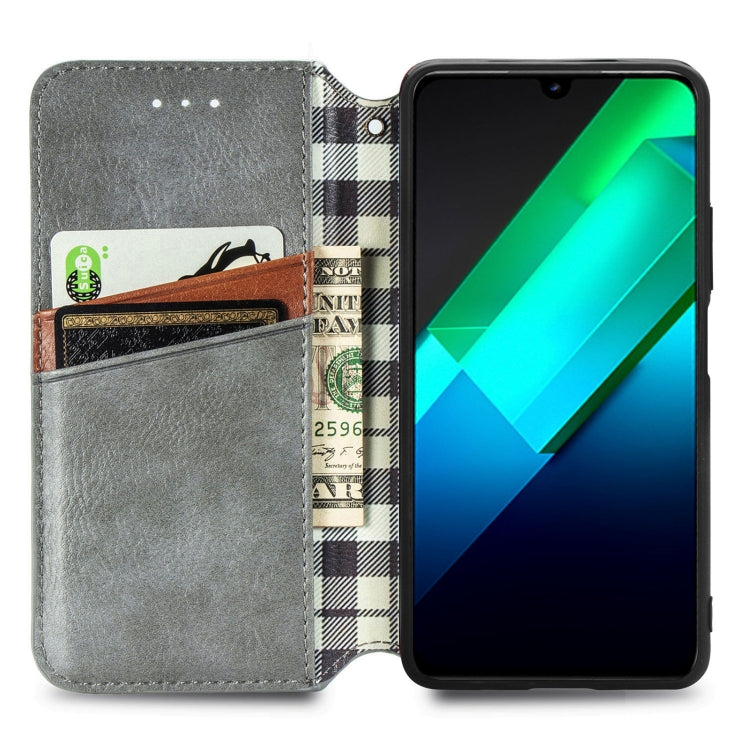 For Infinix Note 12 G96 Cubic Grid Pressed Magnetic Leather Phone Case