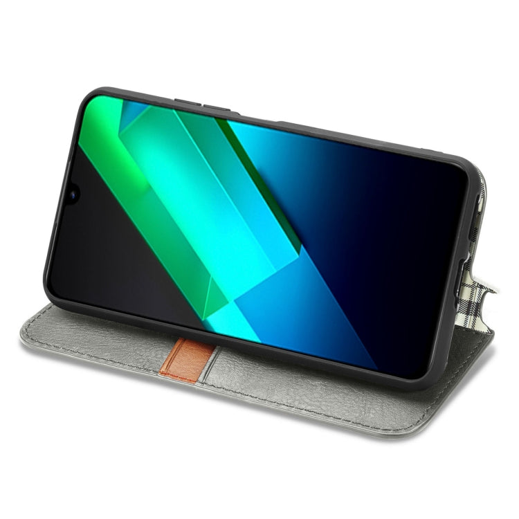 For Infinix Note 12 G96 Cubic Grid Pressed Magnetic Leather Phone Case