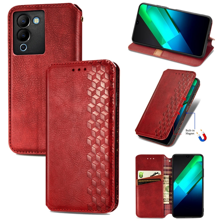 For Infinix Note 12 G96 Cubic Grid Pressed Magnetic Leather Phone Case