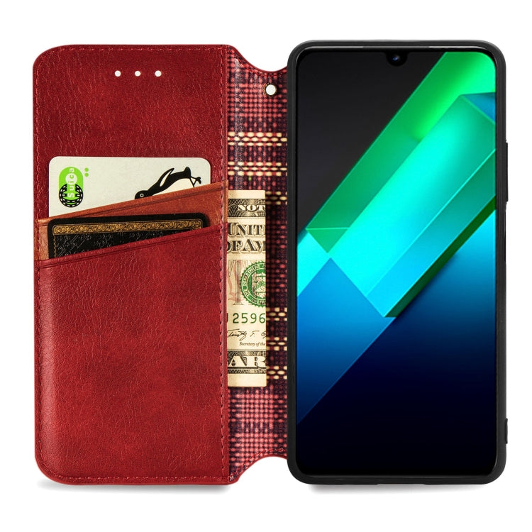 For Infinix Note 12 G96 Cubic Grid Pressed Magnetic Leather Phone Case