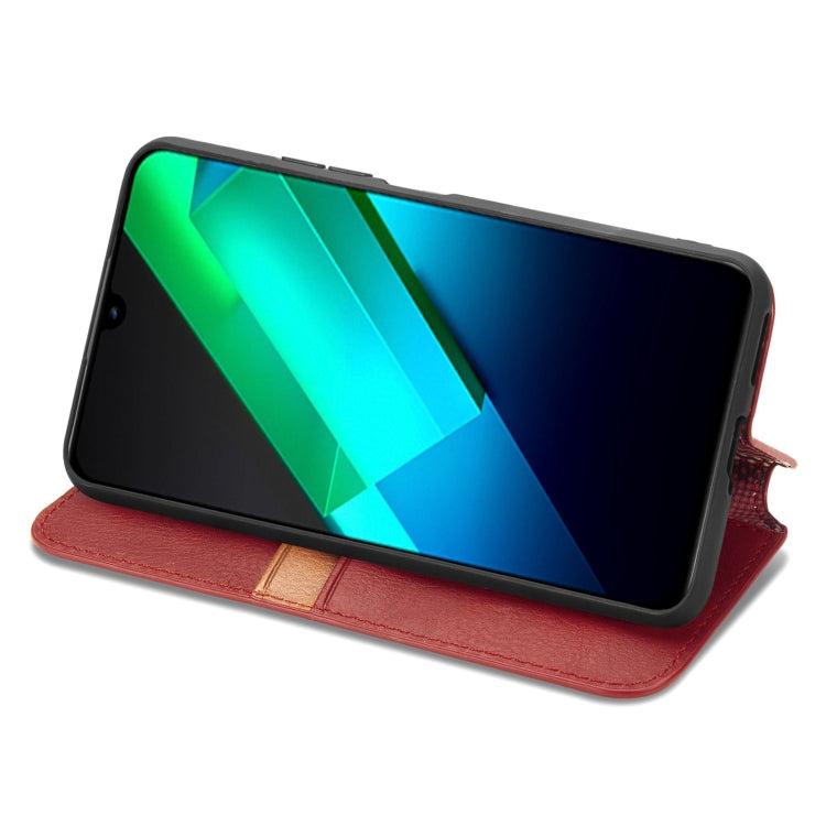 For Infinix Note 12 G96 Cubic Grid Pressed Magnetic Leather Phone Case