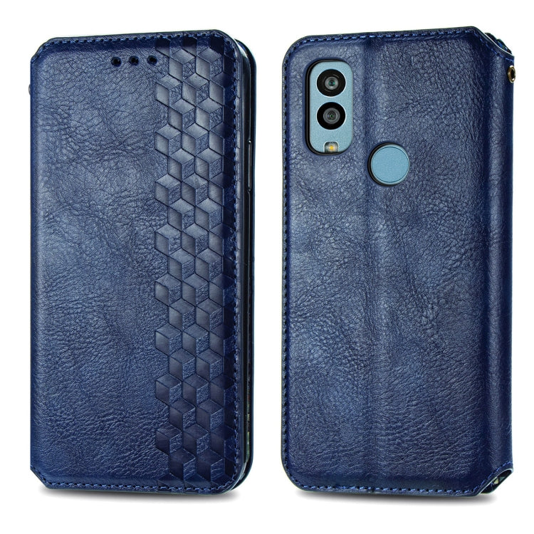 For Kyocera Android One S10 Cubic Grid Pressed Magnetic Leather Phone Case