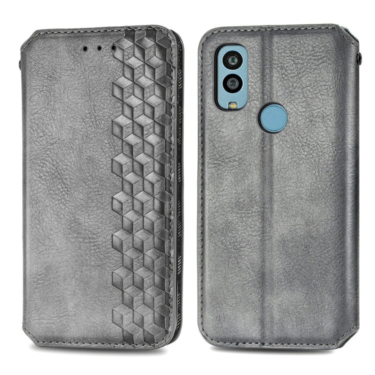 For Kyocera Android One S10 Cubic Grid Pressed Magnetic Leather Phone Case