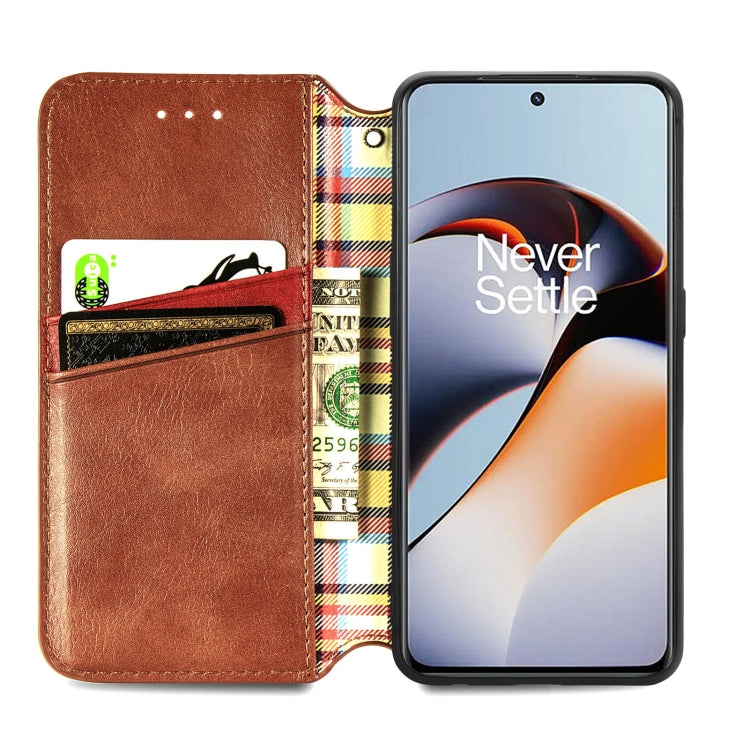 For OnePlus Ace 2 Cubic Grid Pressed Magnetic Leather Phone Case