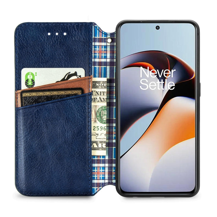 For OnePlus Ace 2 Cubic Grid Pressed Magnetic Leather Phone Case