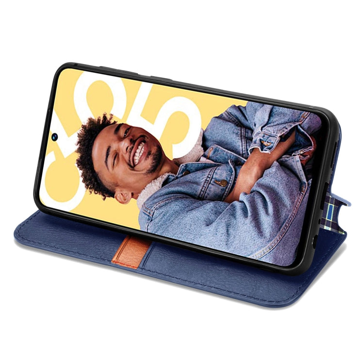 For Realme C55 Cubic Grid Pressed Magnetic Leather Phone Case