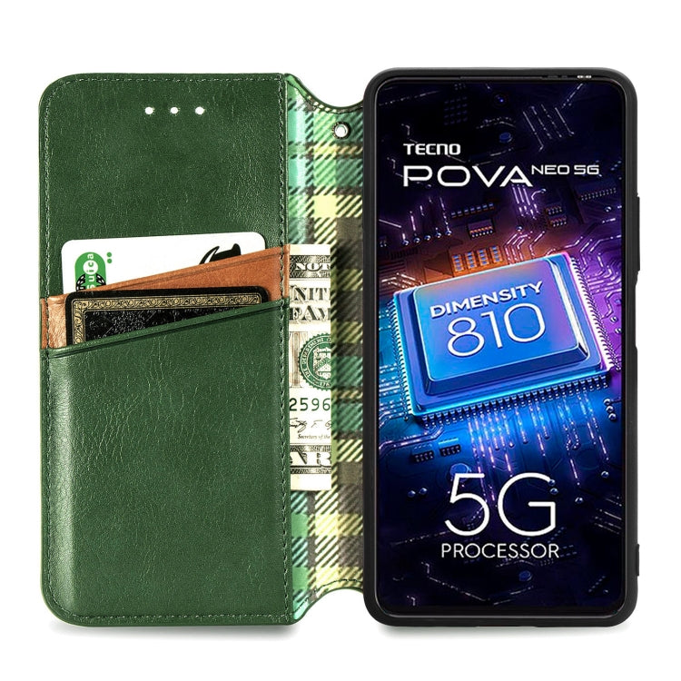 For Tecno Pova Neo 5G Cubic Grid Pressed Magnetic Leather Phone Case
