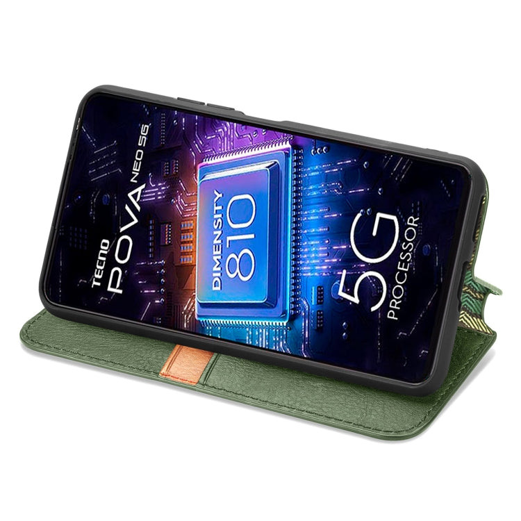 For Tecno Pova Neo 5G Cubic Grid Pressed Magnetic Leather Phone Case