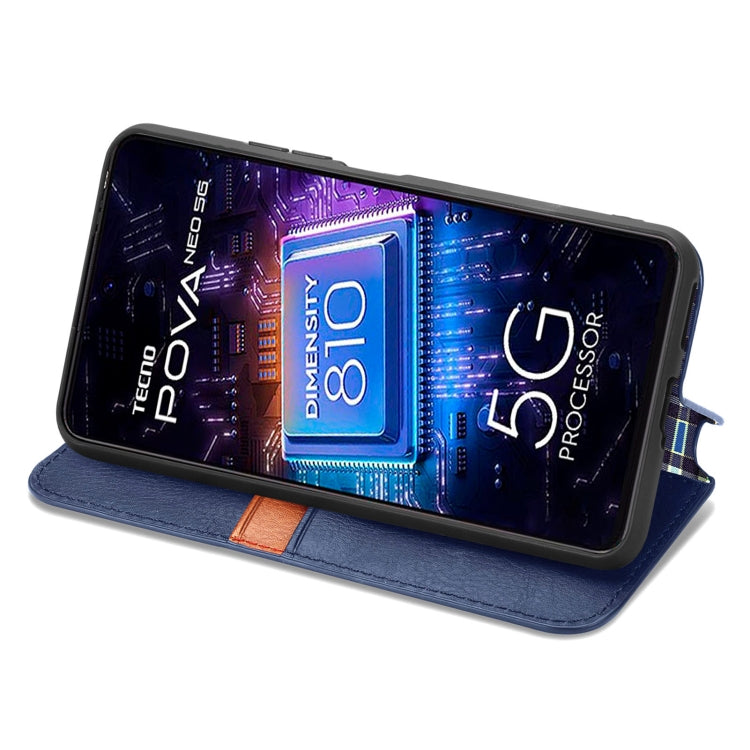 For Tecno Pova Neo 5G Cubic Grid Pressed Magnetic Leather Phone Case