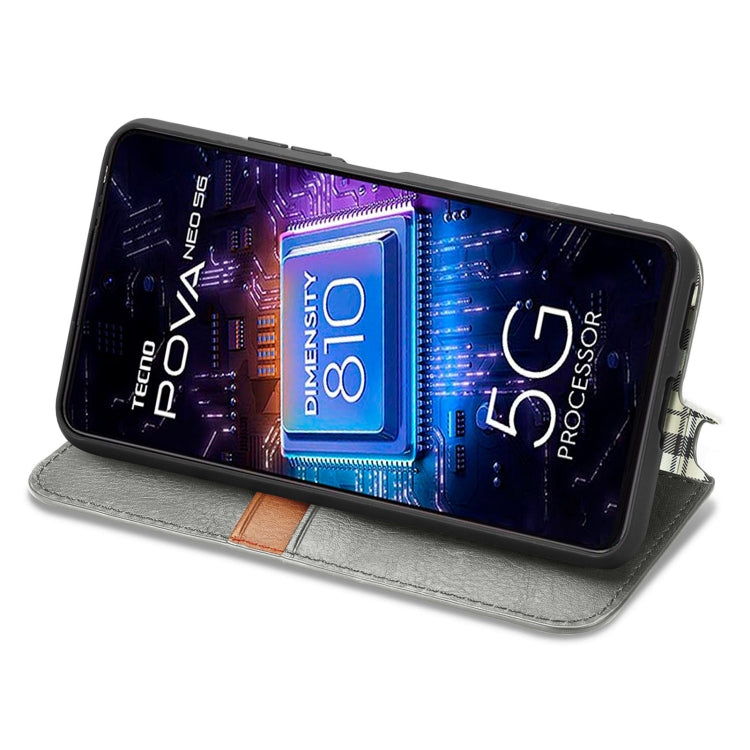For Tecno Pova Neo 5G Cubic Grid Pressed Magnetic Leather Phone Case