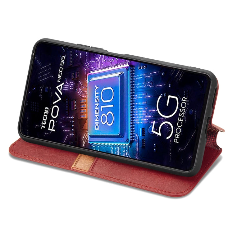 For Tecno Pova Neo 5G Cubic Grid Pressed Magnetic Leather Phone Case