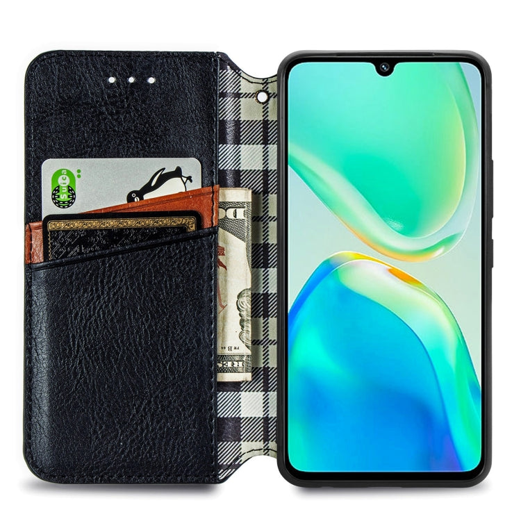 For vivo S15e Cubic Grid Pressed Magnetic Leather Phone Case