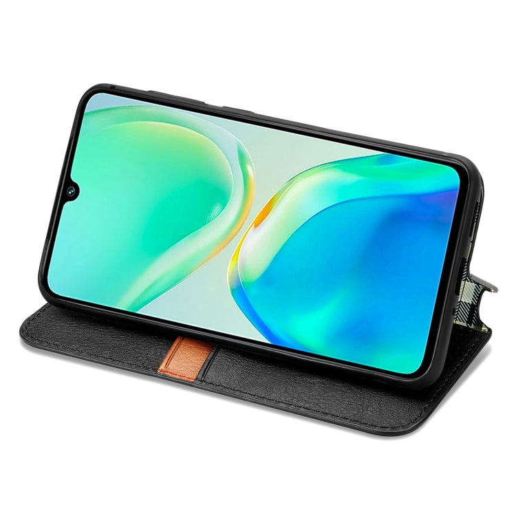 For vivo S15e Cubic Grid Pressed Magnetic Leather Phone Case