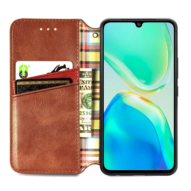 For vivo S15e Cubic Grid Pressed Magnetic Leather Phone Case