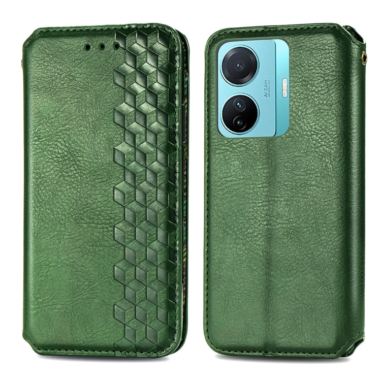For vivo S15e Cubic Grid Pressed Magnetic Leather Phone Case