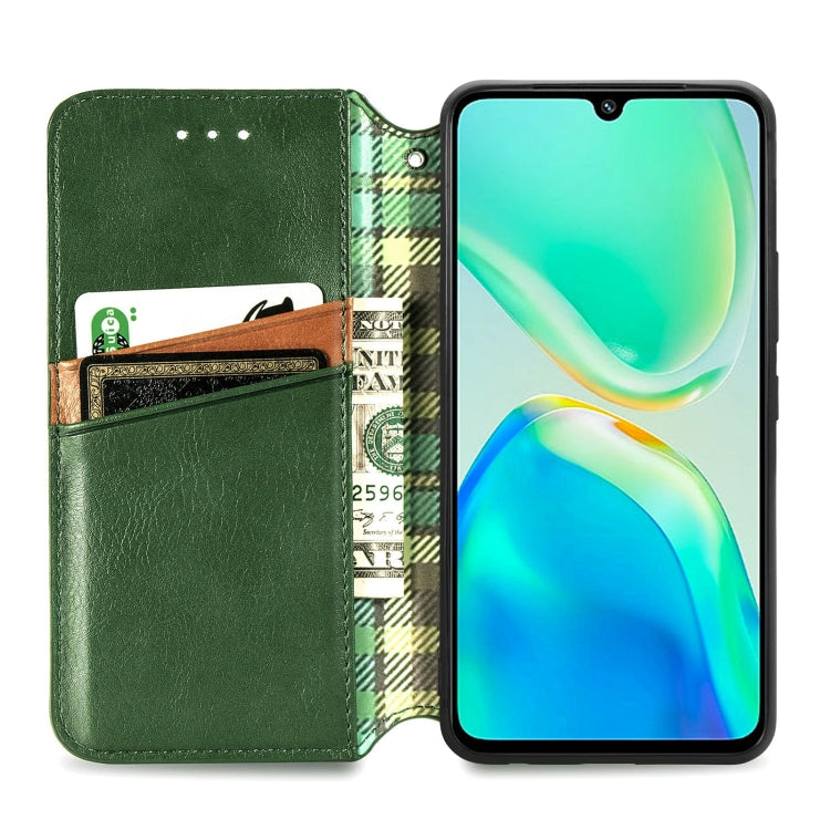 For vivo S15e Cubic Grid Pressed Magnetic Leather Phone Case